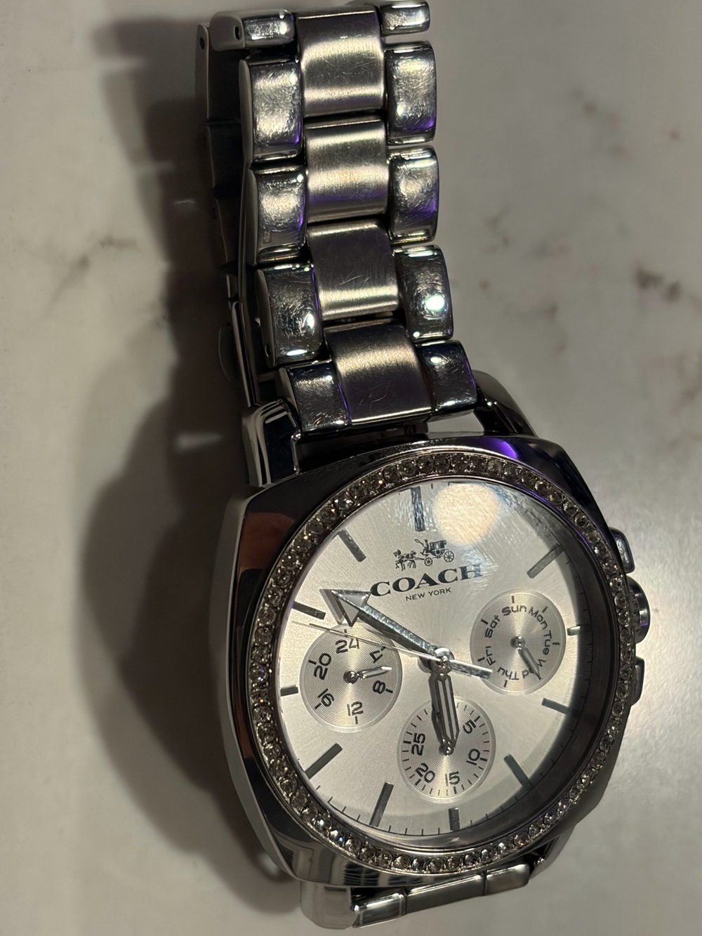 Coach Boyfriend 14503129 Silver Sapphire Crystal Case with Silver band